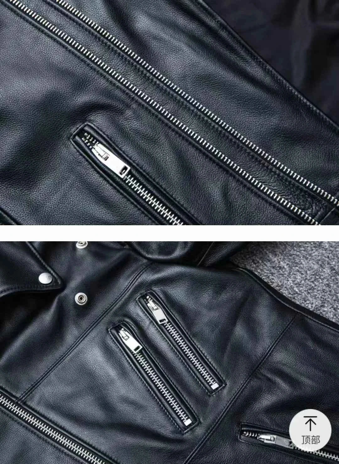 Unisex Oversized Button-down PU Leather Coat with Multiple Zippers Polo Jacket, with Many Zippers