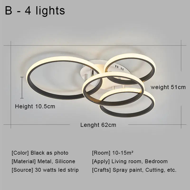 DecorBites™ LED Ceiling Chandelier Remote Control Living Room Bedroom Kitchen Lamp White