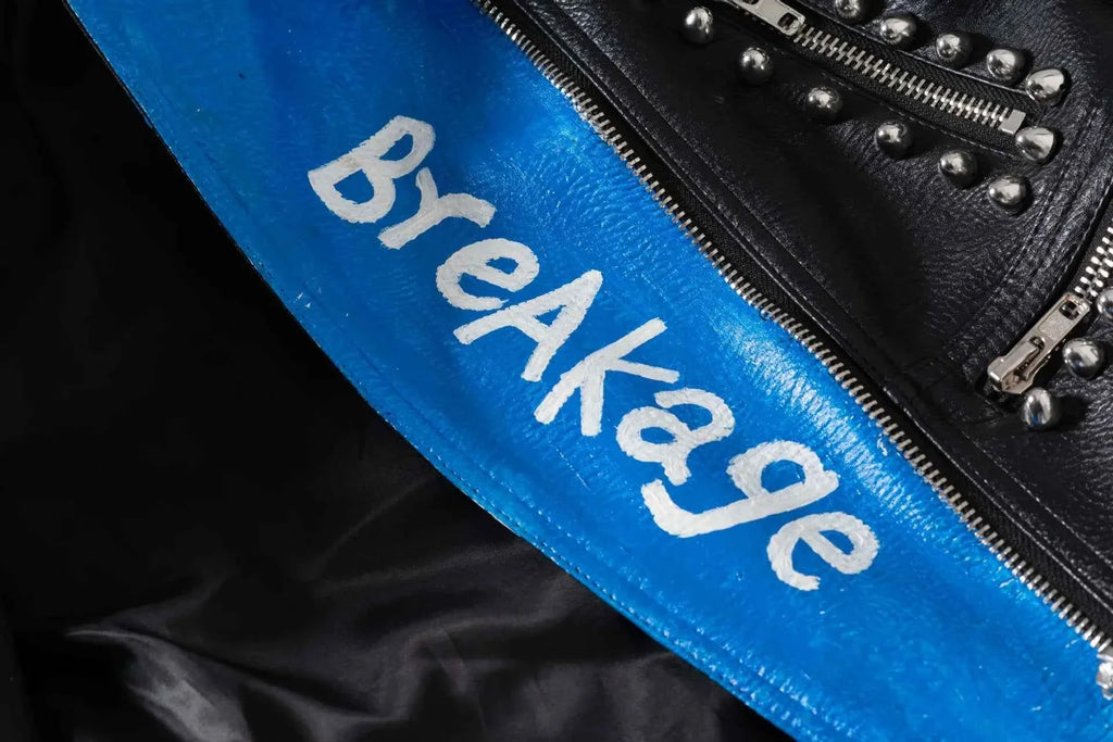 Faux Leather Jacket for Women Graffiti Print Punk Studded Slim Cropped Motorcycle Jackets