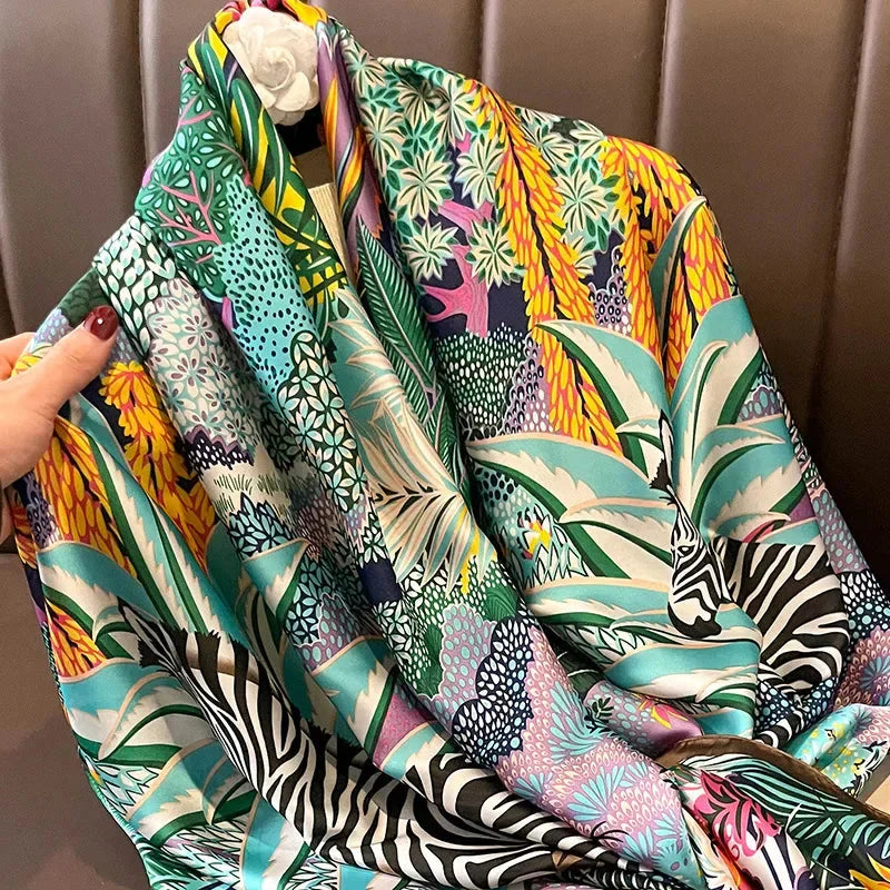 Spring Scarf Women's Luxury Design Scarf Silk Smooth Scarf Soft Muslim Headband Shawl Beach 85x180cm