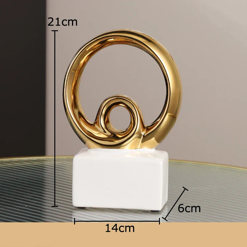 DecorBites™ Gold Chain Abstract Ceramic Statue Desk Decoration Ornaments Sculpture Aesthetics