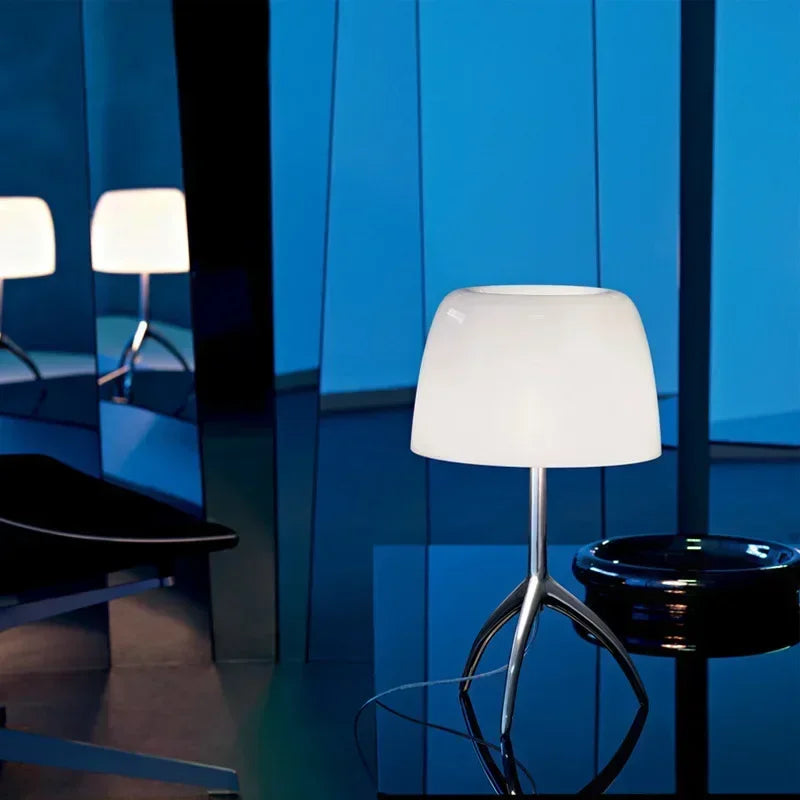 DecorBites™ Glass Shade Table Lamp: Designer Tripod Desk Light for Bedroom