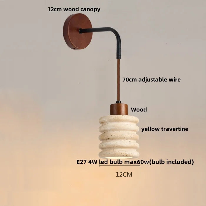 DecorBites™ Adjustable LED Wall Sconce Yellow Travertine Stair Light Fixture for Home Decor