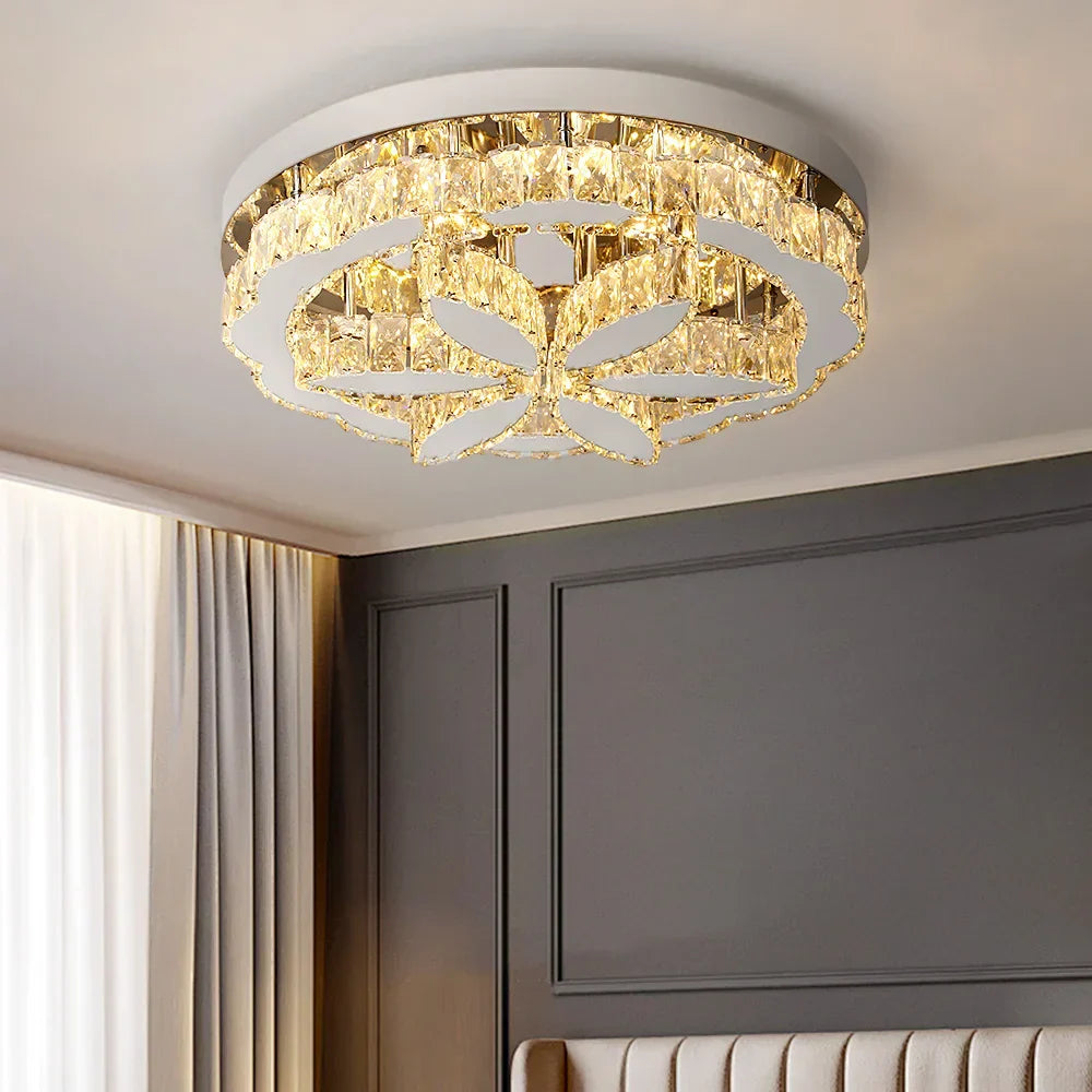 DecorBites™ Crystal Ceiling Chandelier: Modern LED Light with RC Dimming for Luxe Home Decor