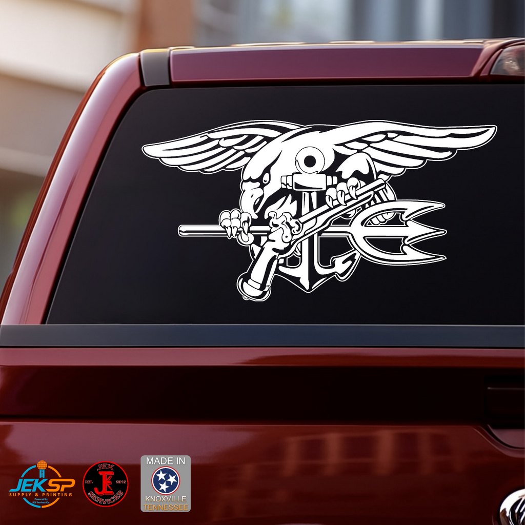 Navy SEAL Trident Vinyl Decal | Naval Special Warfare Vehicle Window Sticker | Made In USA