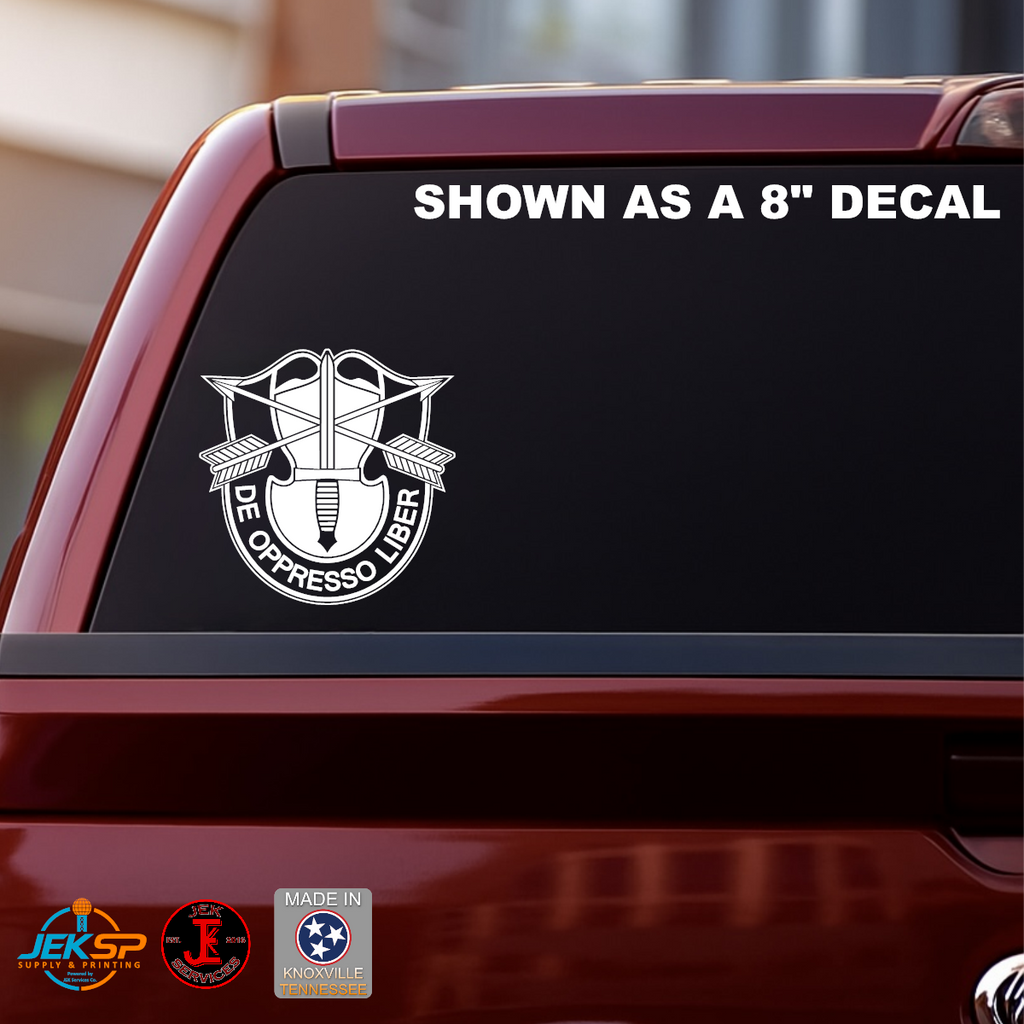 De Oppresso Liber Special Forces Vinyl Decal | Green Beret Military Window Sticker | Made In USA