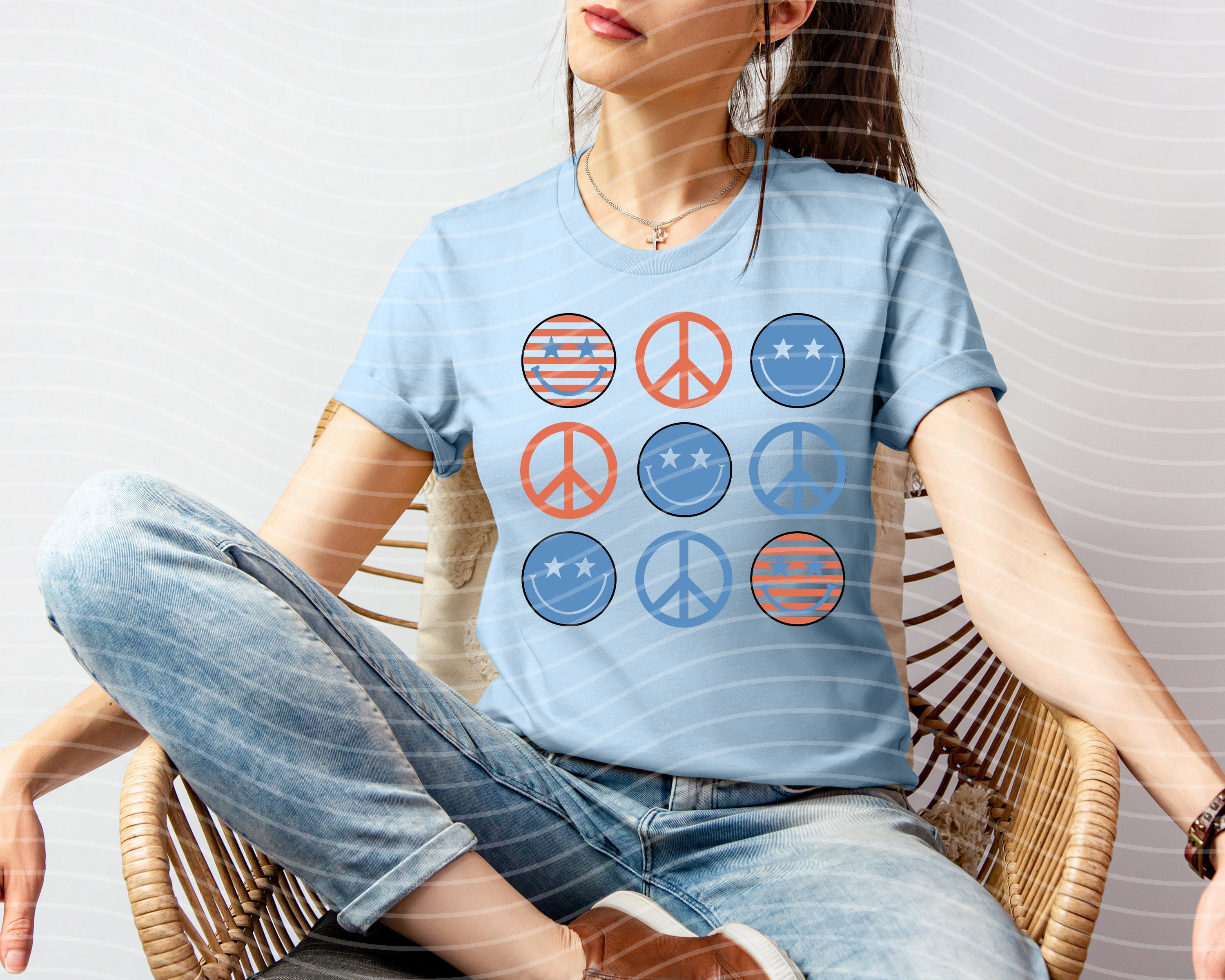 Patriotic Peace Happy Faces Graphic Tee