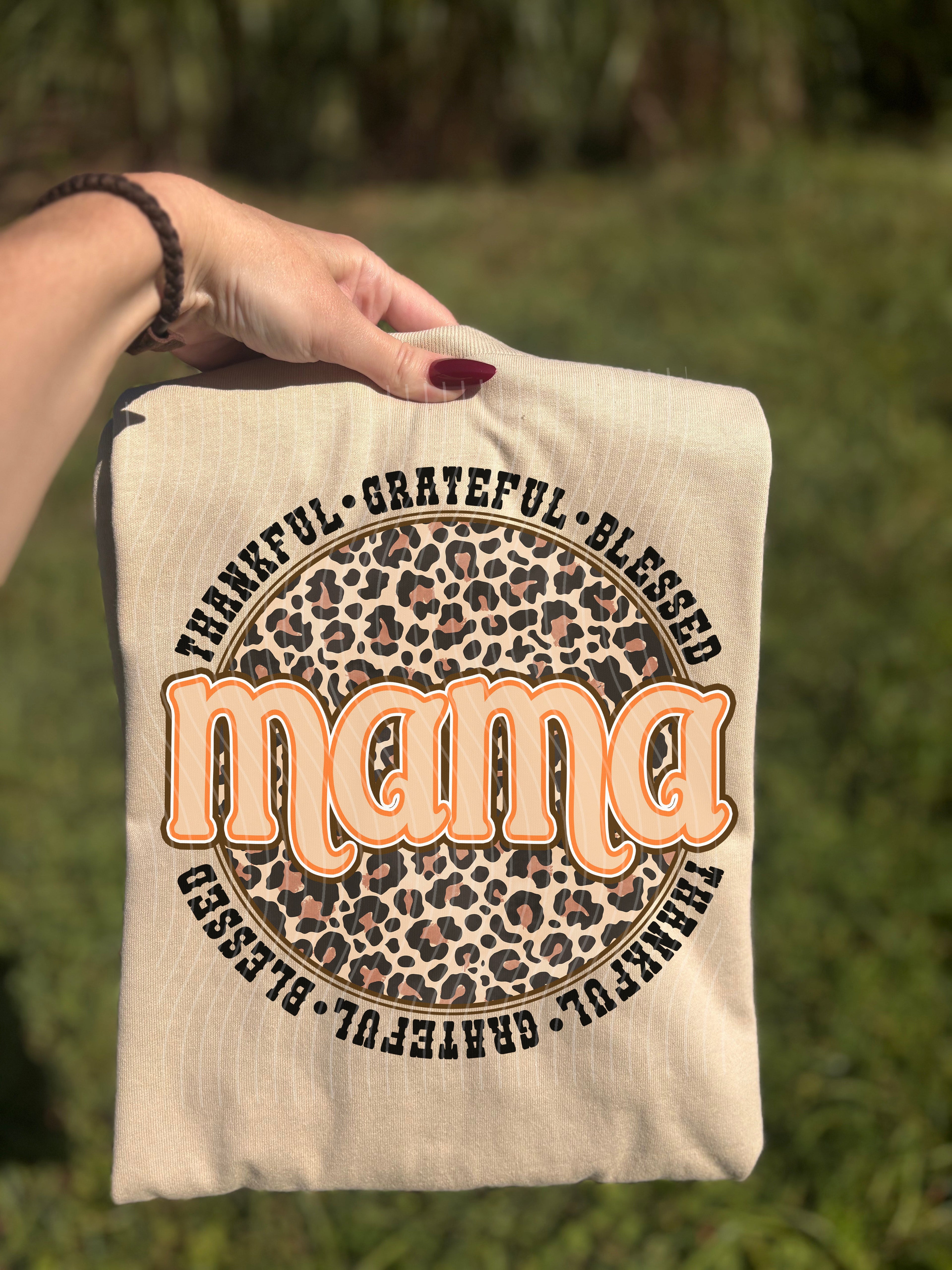 Thankful Grateful Blessed Mama Graphic Tee