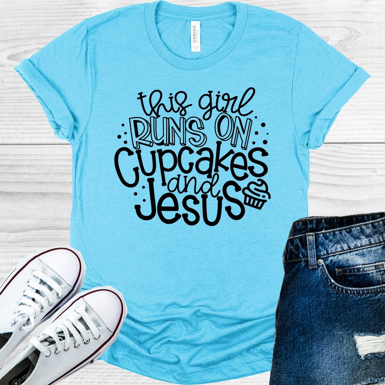 This Girl Runs on Cupcakes and Jesus Graphic Tee