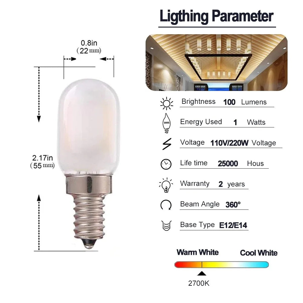 DecorBites™ LED Filament Tube Bulb Warm White 2700K Frosted Glass T22 220V Edison Lamp