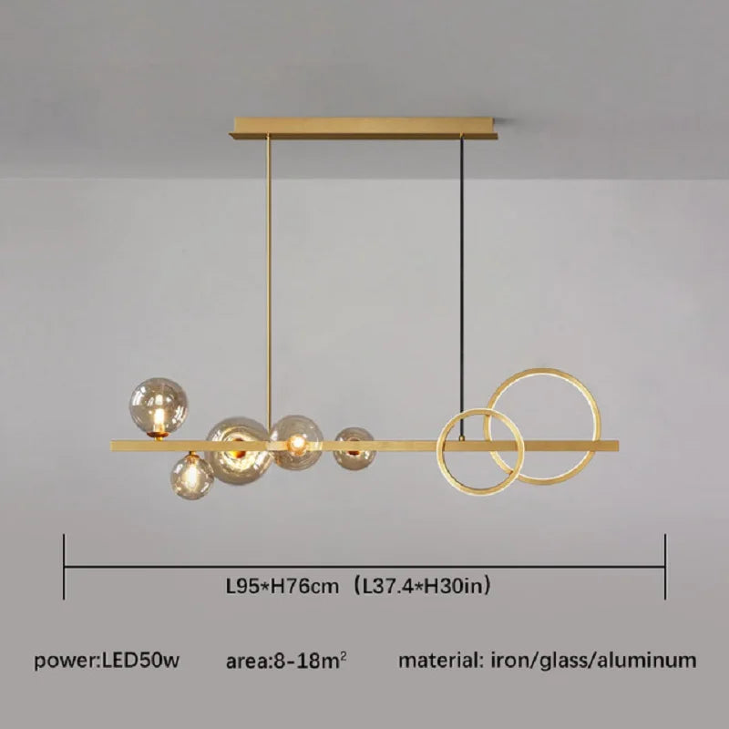 DecorBites™ Glass Ball Gold Black LED Chandelier for Kitchen Dining Room Table