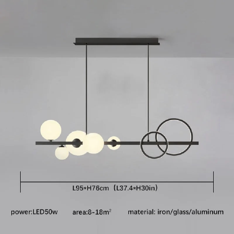 DecorBites™ Glass Ball Gold Black LED Chandelier for Kitchen Dining Room Table