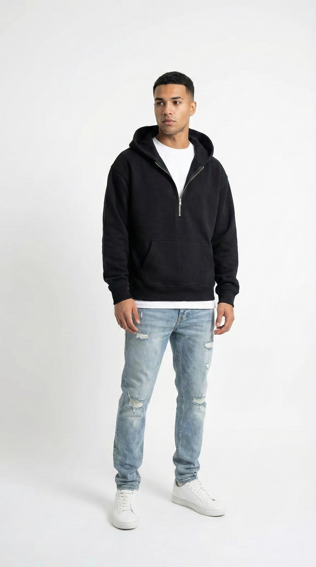 Unisex The Summit Oversized Half-Zip Hoodie | Jet Black