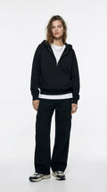Unisex The Summit Oversized Half-Zip Hoodie | Jet Black