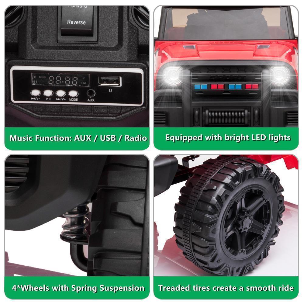 Electric Ride-On Car Truck for Kids with MP3, LED Lights, and Remote Control - 3 Speed Options