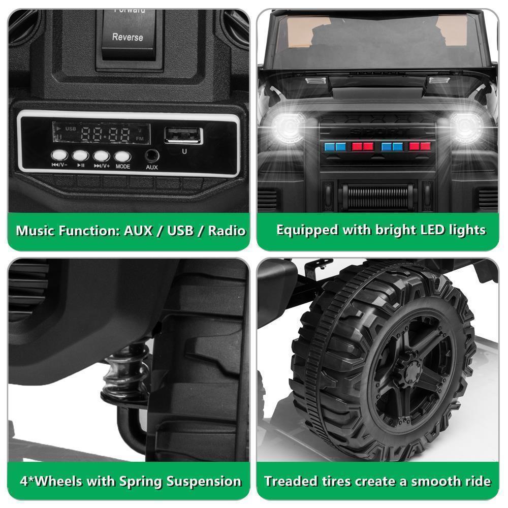 Electric Ride-On Car Truck for Kids with MP3, LED Lights, and Remote Control - 3 Speed Options