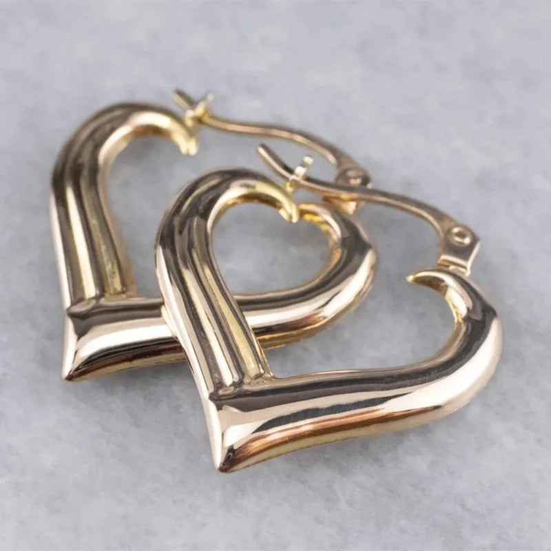 Vintage Metal Hand Engraved Butterfly Pattern Hoop Earrings Classic Women's Gold Plated Hook Drop Earrings