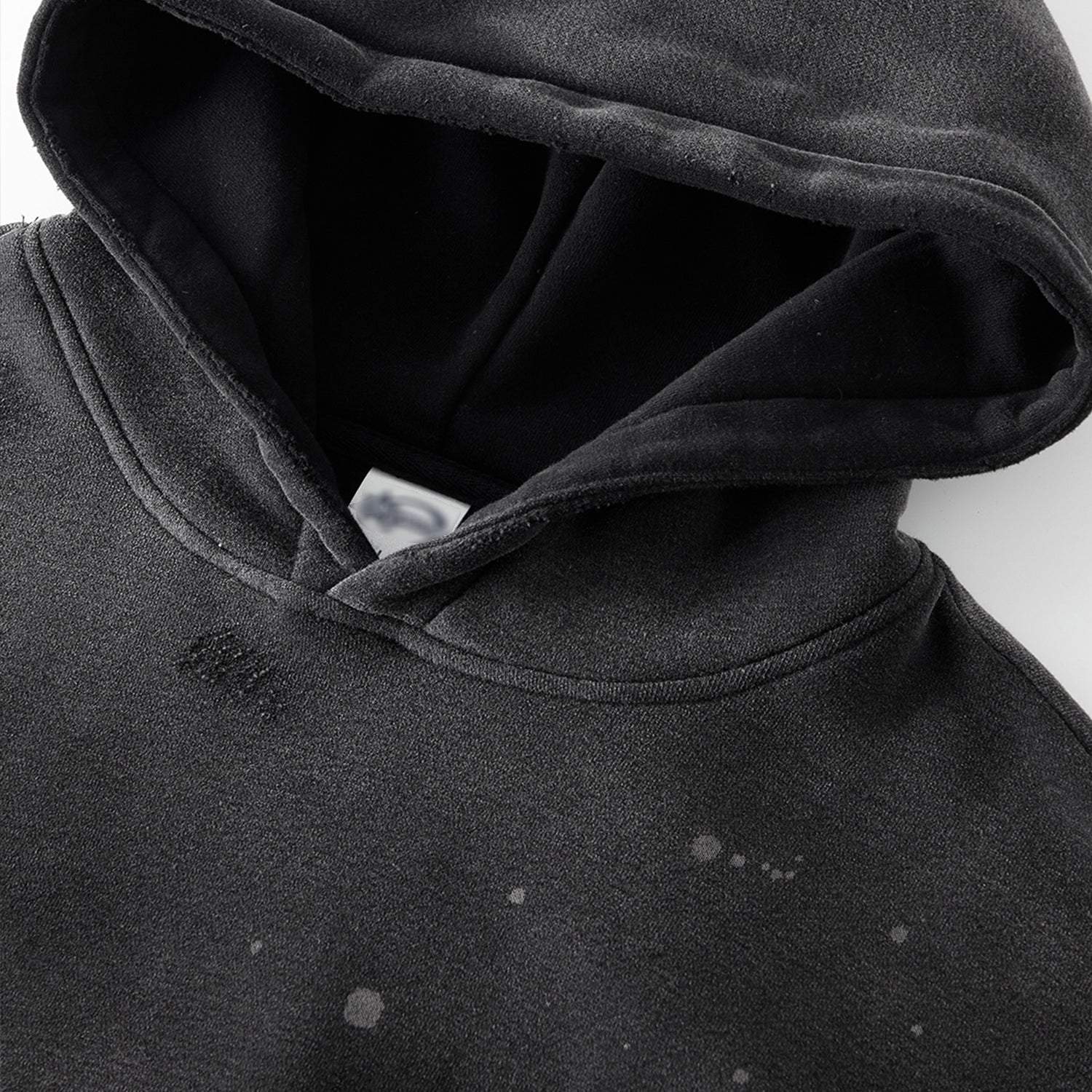 FearLessLi Vintage Wash Frayed Fleece Hoodie