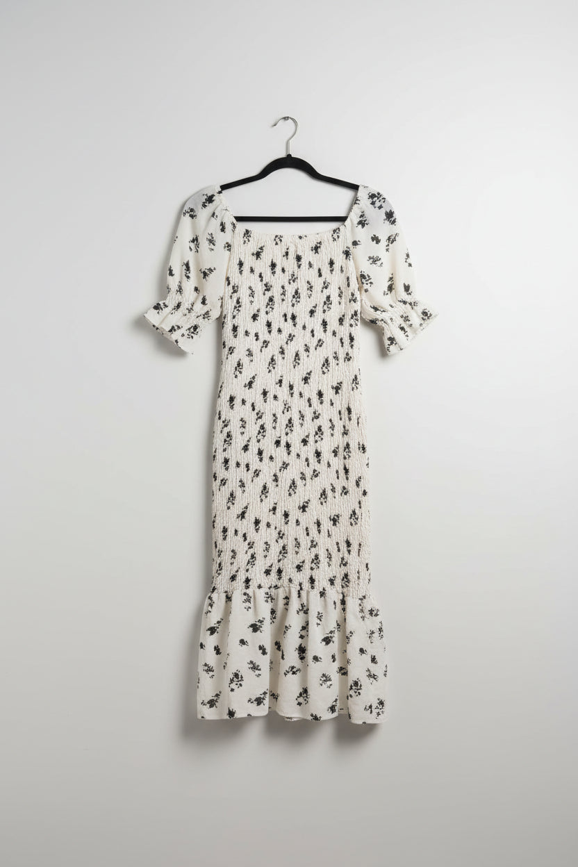 Pre-Loved Floral Shirred Puff Sleeve Mermaid Dress