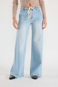 Super High Rise Relaxed Wide Leg Jeans with Waist String