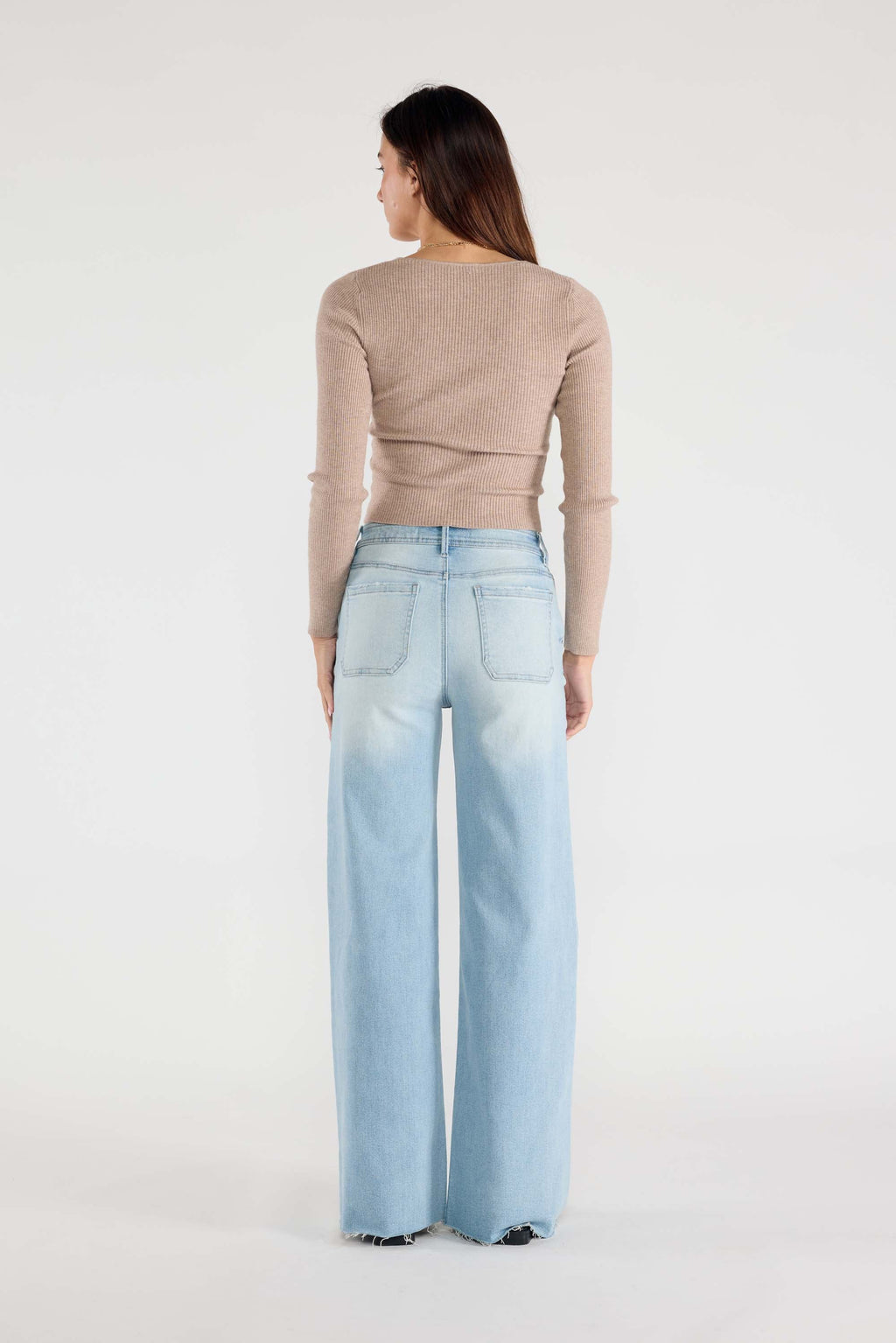Super High Rise Relaxed Wide Leg Jeans with Waist String