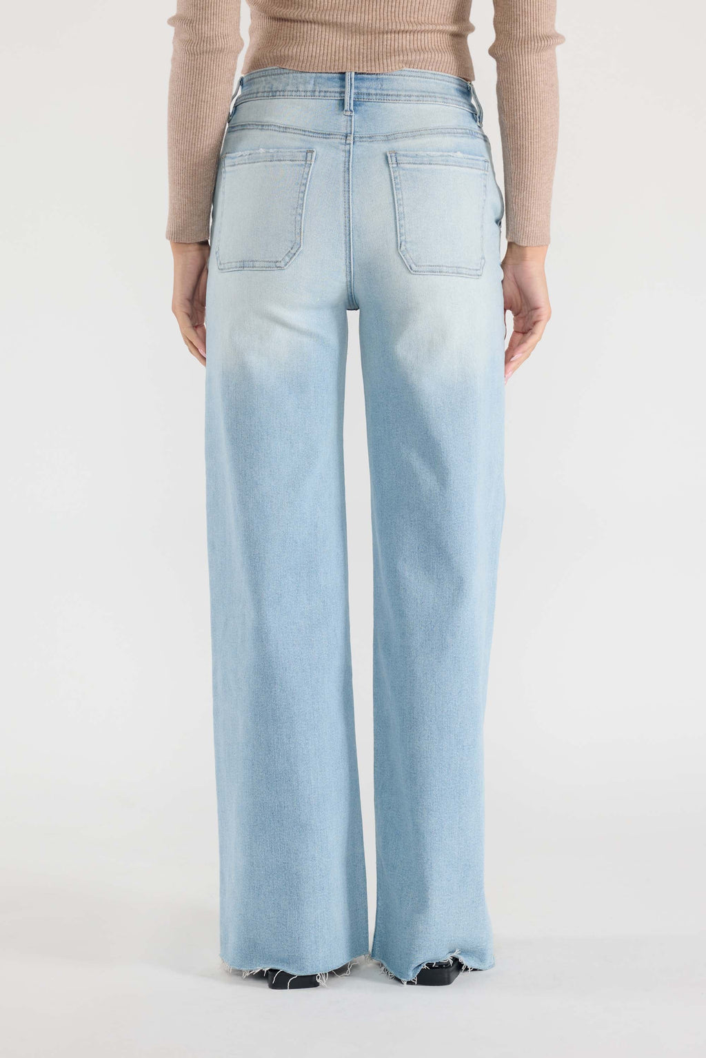 Super High Rise Relaxed Wide Leg Jeans with Waist String