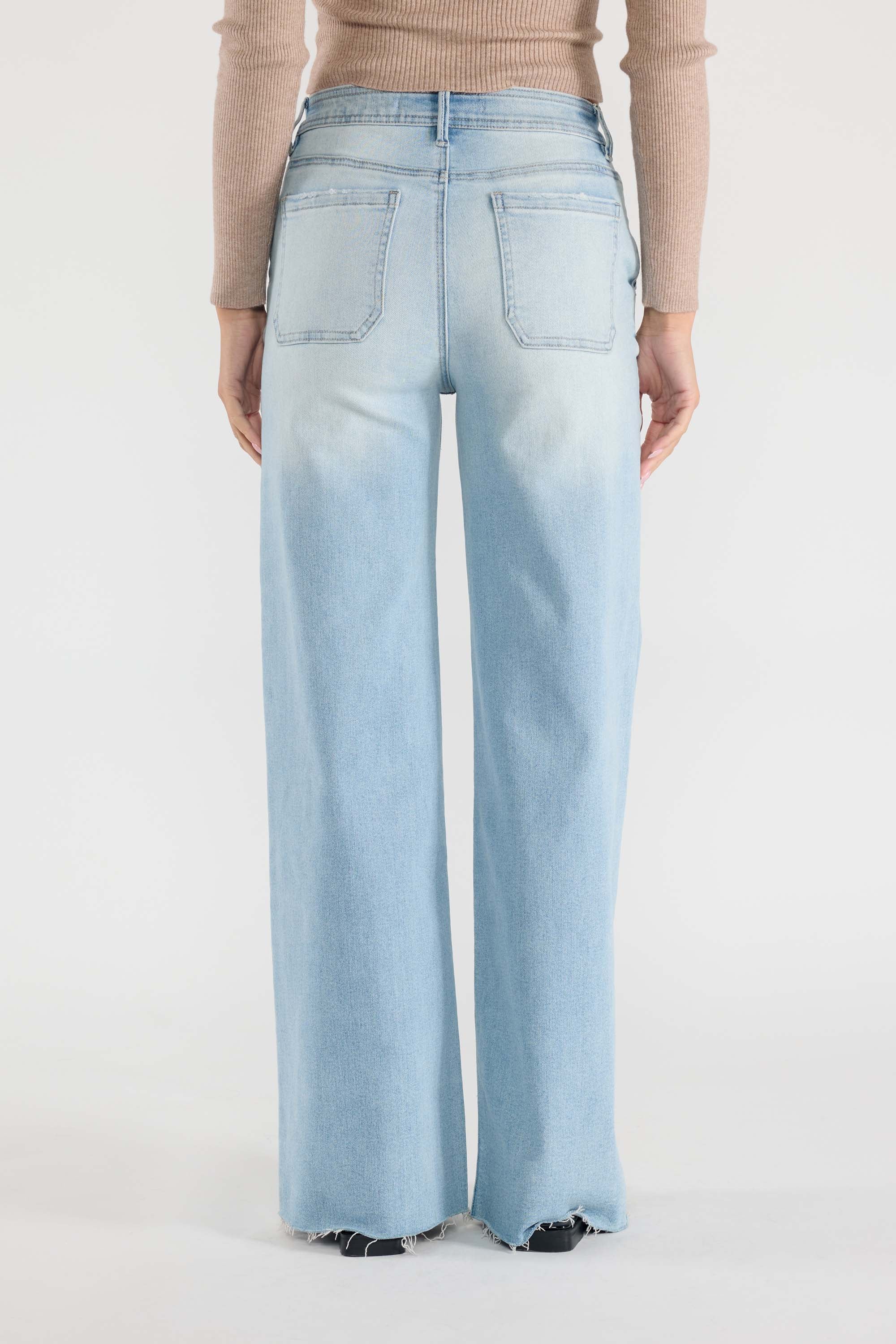 Super High Rise Relaxed Wide Leg Jeans with Waist String