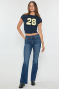 High Rise Bootcut Jeans with Crystal Beaded Lace Trim