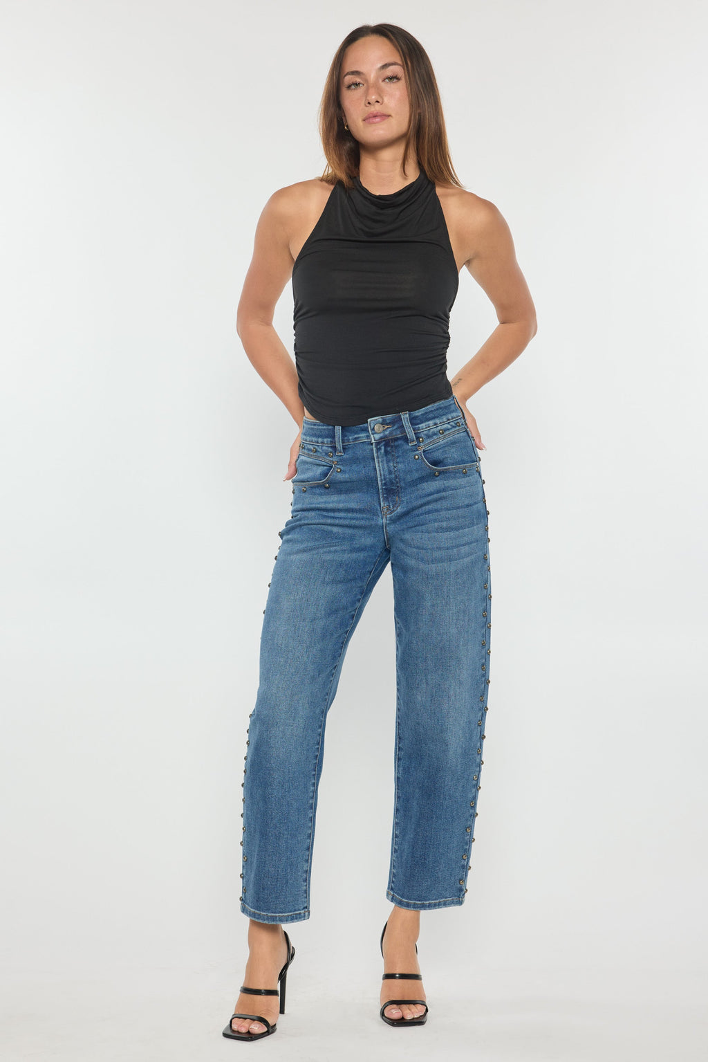 Side Name Head Detailed Relaxed Straight Jeans