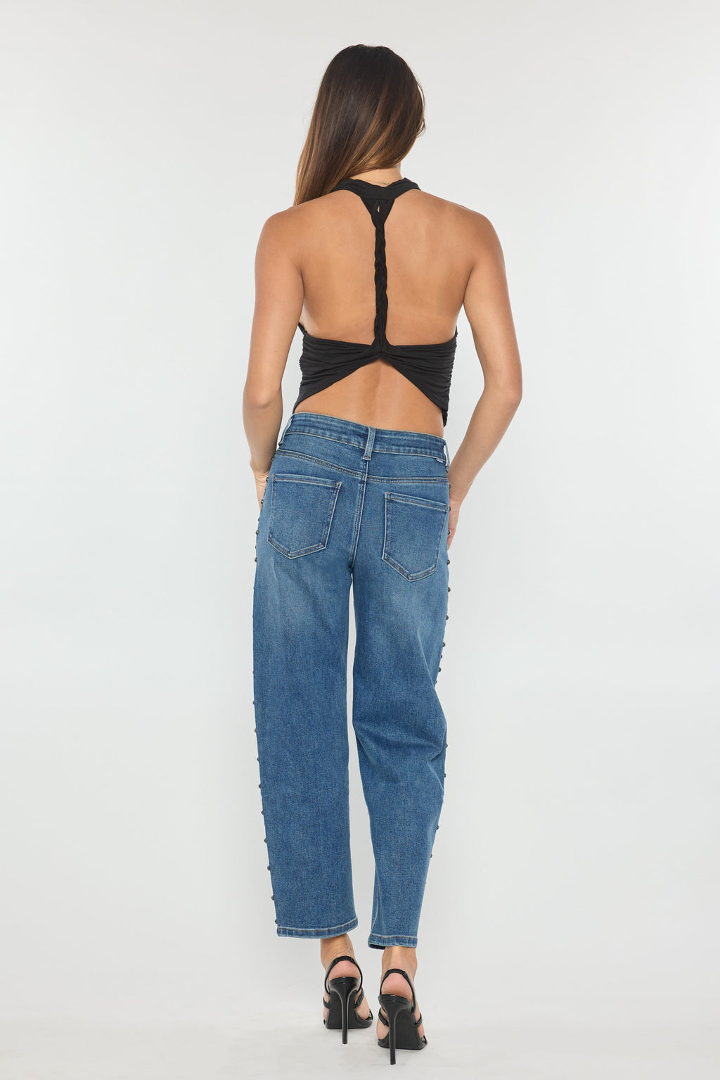 Side Name Head Detailed Relaxed Straight Jeans