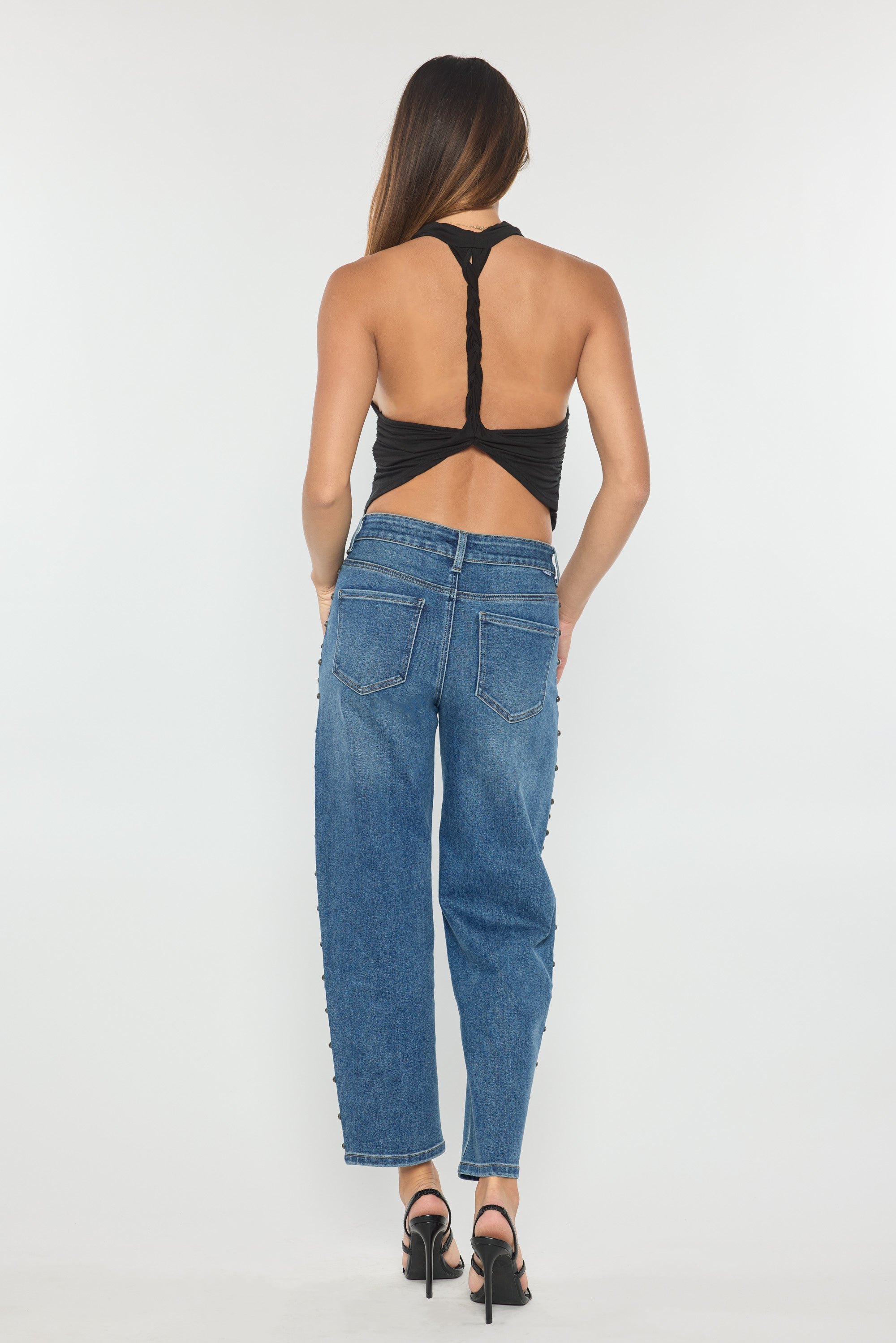 Side Name Head Detailed Relaxed Straight Jeans
