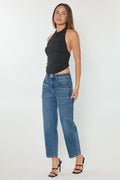 Side Name Head Detailed Relaxed Straight Jeans