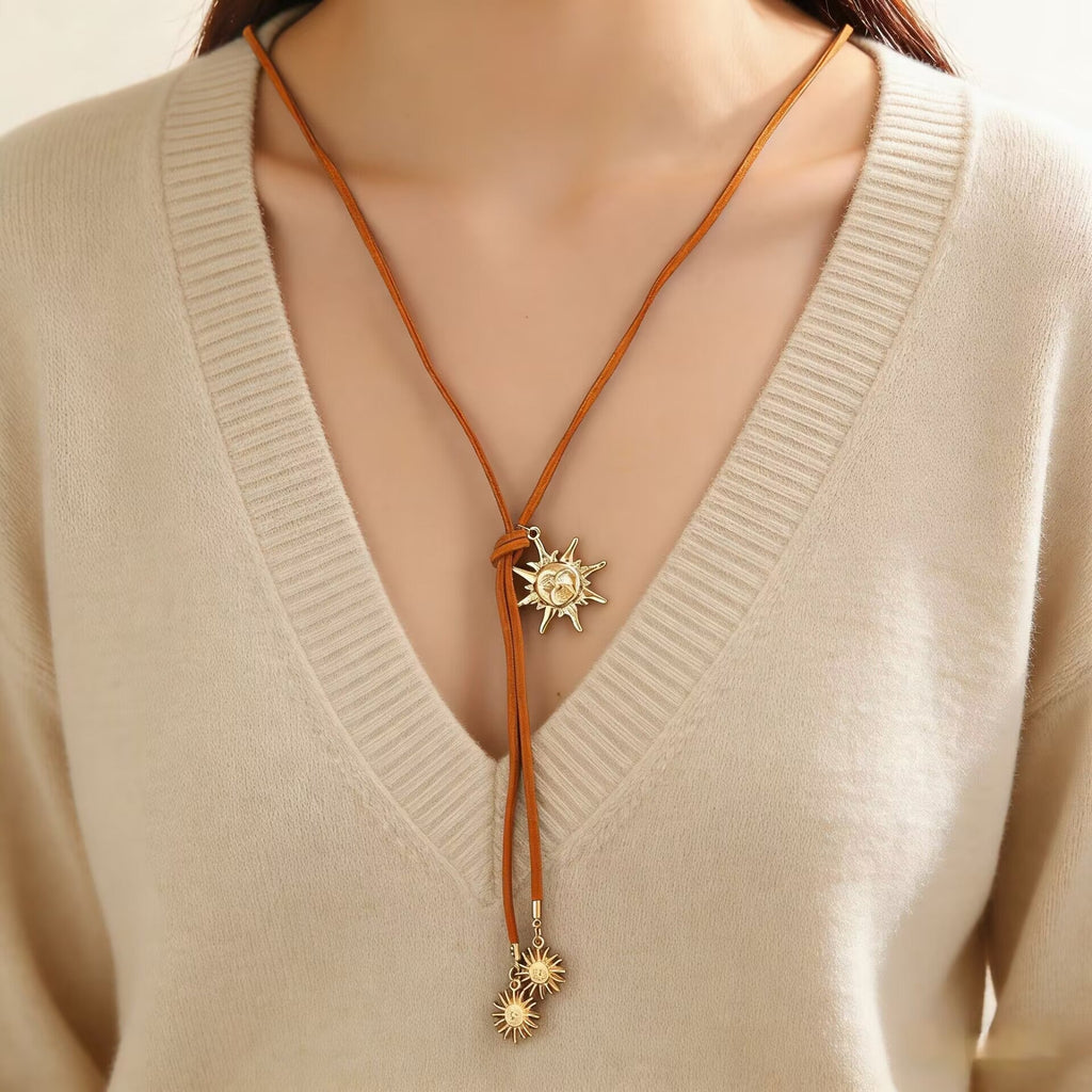 Minimalist Star & Sun Tassel Necklace