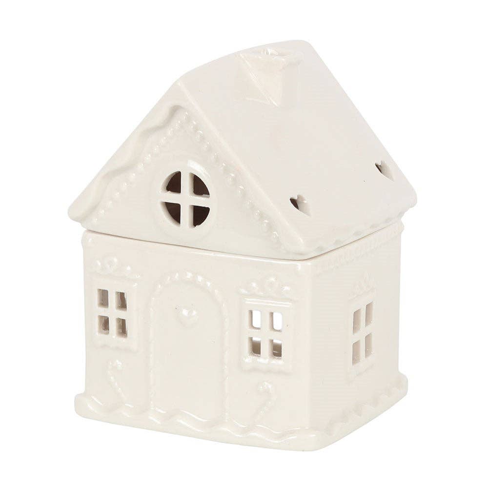 White Christmas Gingerbread House Tealight Wax Warmer