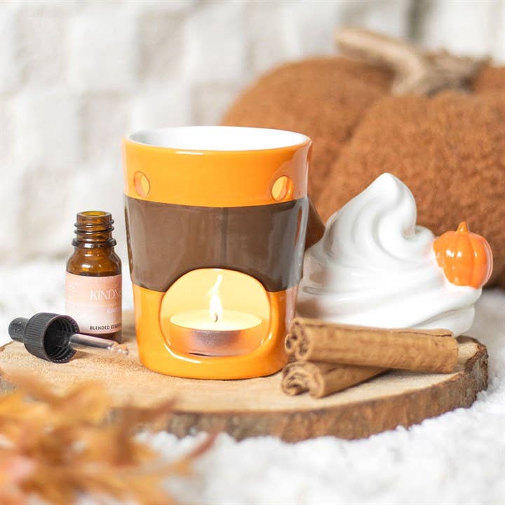 Fall Pumpkin Spice Latte Lidded Oil Burner and Wax Warmer