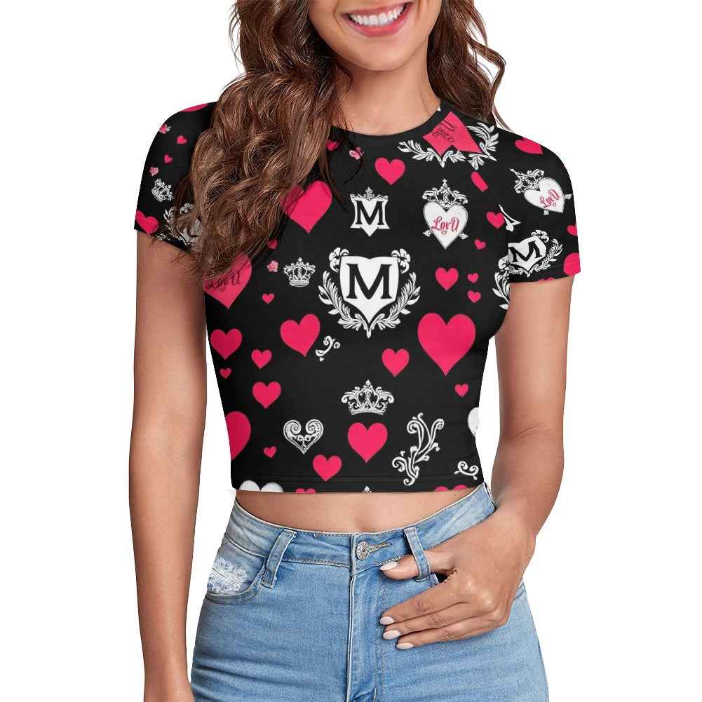 MUNSIEUR Tight cropped navel-baring T-shirt Valentine's Day Collection