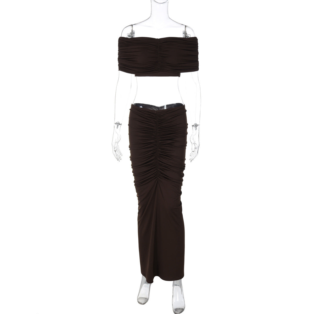 Women's Fashion Midriff-baring Top Slim Fit Skirt Set