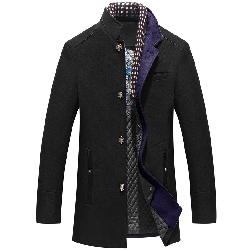 Men's Woolen Coat Thickened Collar Coat