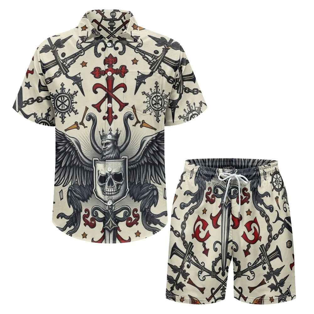 Men's Tropical Shorts Set - Two Piece Summer Beach Outfit
