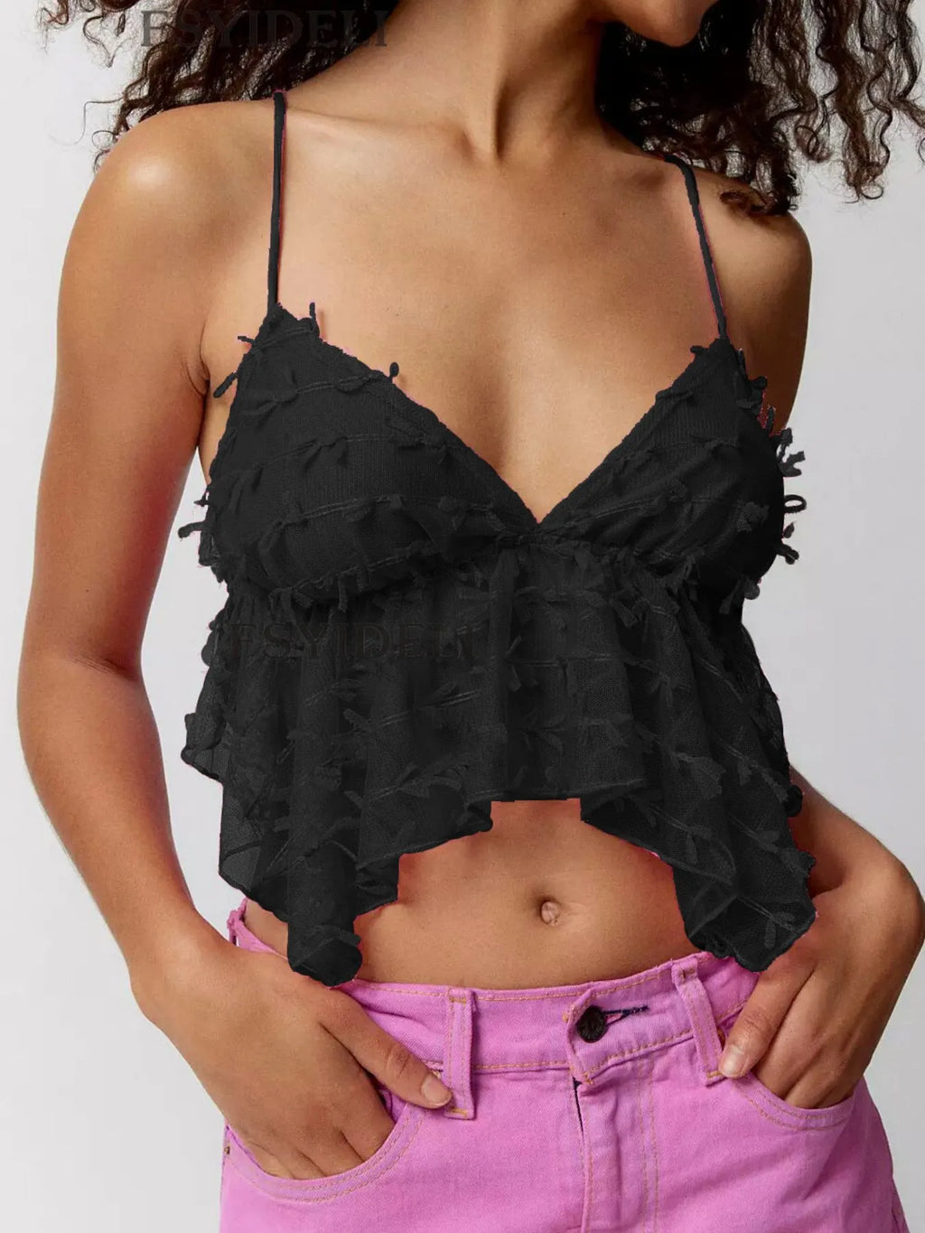 Sheer Lace Cami Top with Delicate Trim