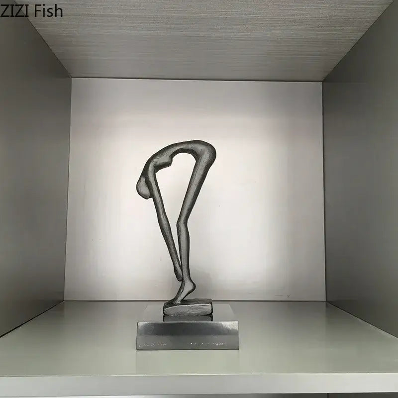 Abstract black metal gymnast statue desk ornament living room decor