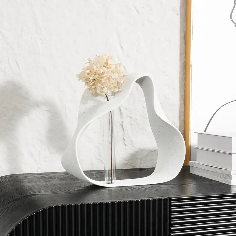 Abstract black resin ring sculpture – living room home decor
