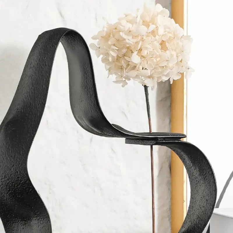 Abstract black resin ring sculpture – living room home decor