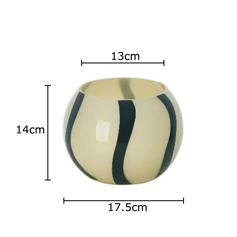 Abstract black stripes cream ceramic vase living room decor