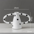 Abstract black & white ceramic vase set living room white spots