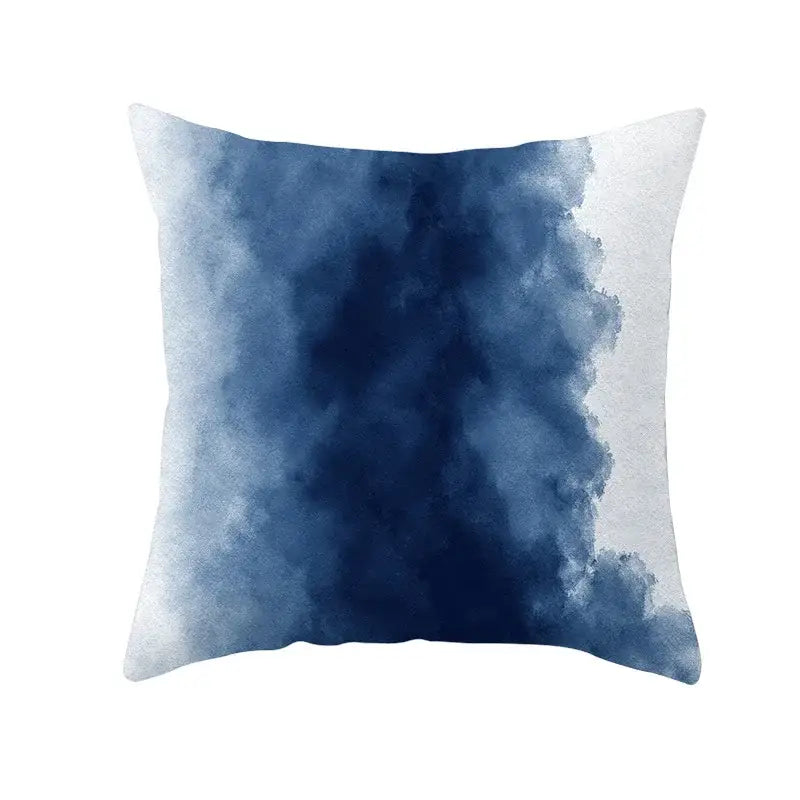 Abstract blue ink and gold edge cushion cover set living room