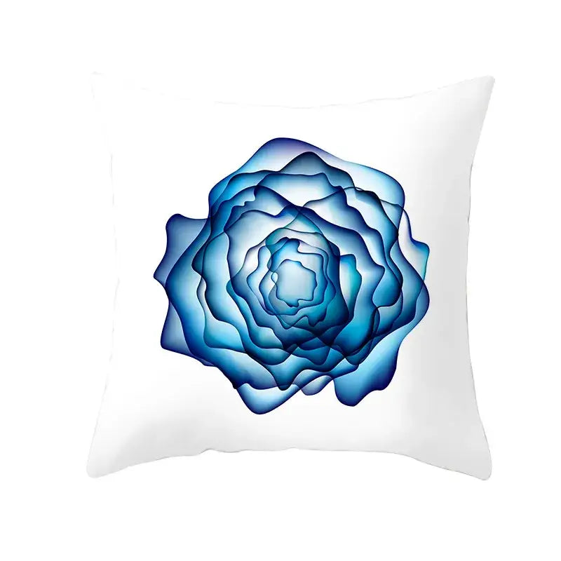 Abstract blue ink and gold edge cushion cover set living room