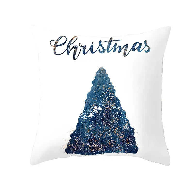 Abstract blue ink and gold edge cushion cover set living room