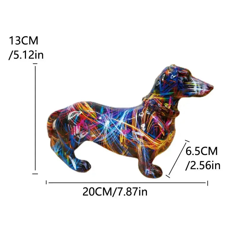 Abstract colorful dachshund dog statue living room decor