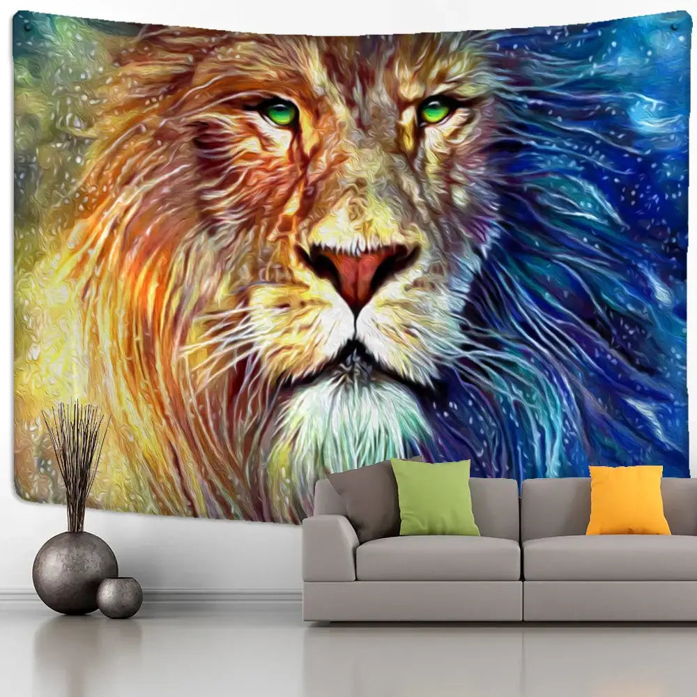 Abstract colorful tiger oil painting tapestry bedroom wall decor